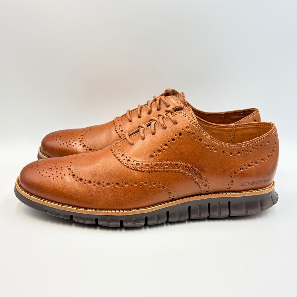 Cole Haan Zerogrand Wingtip Oxford British Tan Leather C29411 Mens 10.5 M - Picture 2 of 13